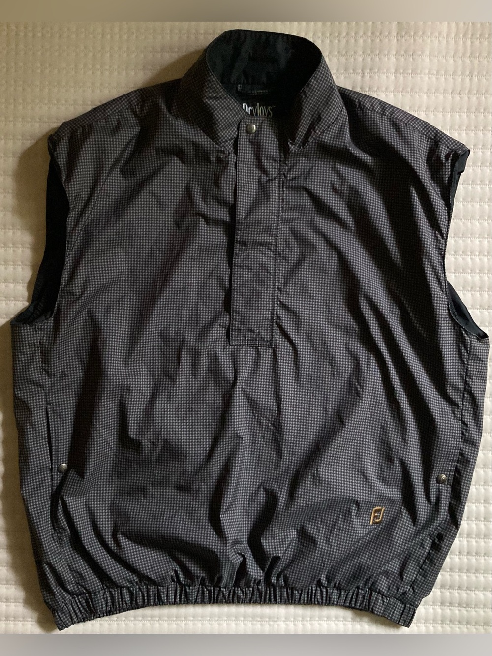 Vintage FootJoy DryJoys 1/4 Zip Golf Vest Men’s XL Black Gray Wind Rain Y2K